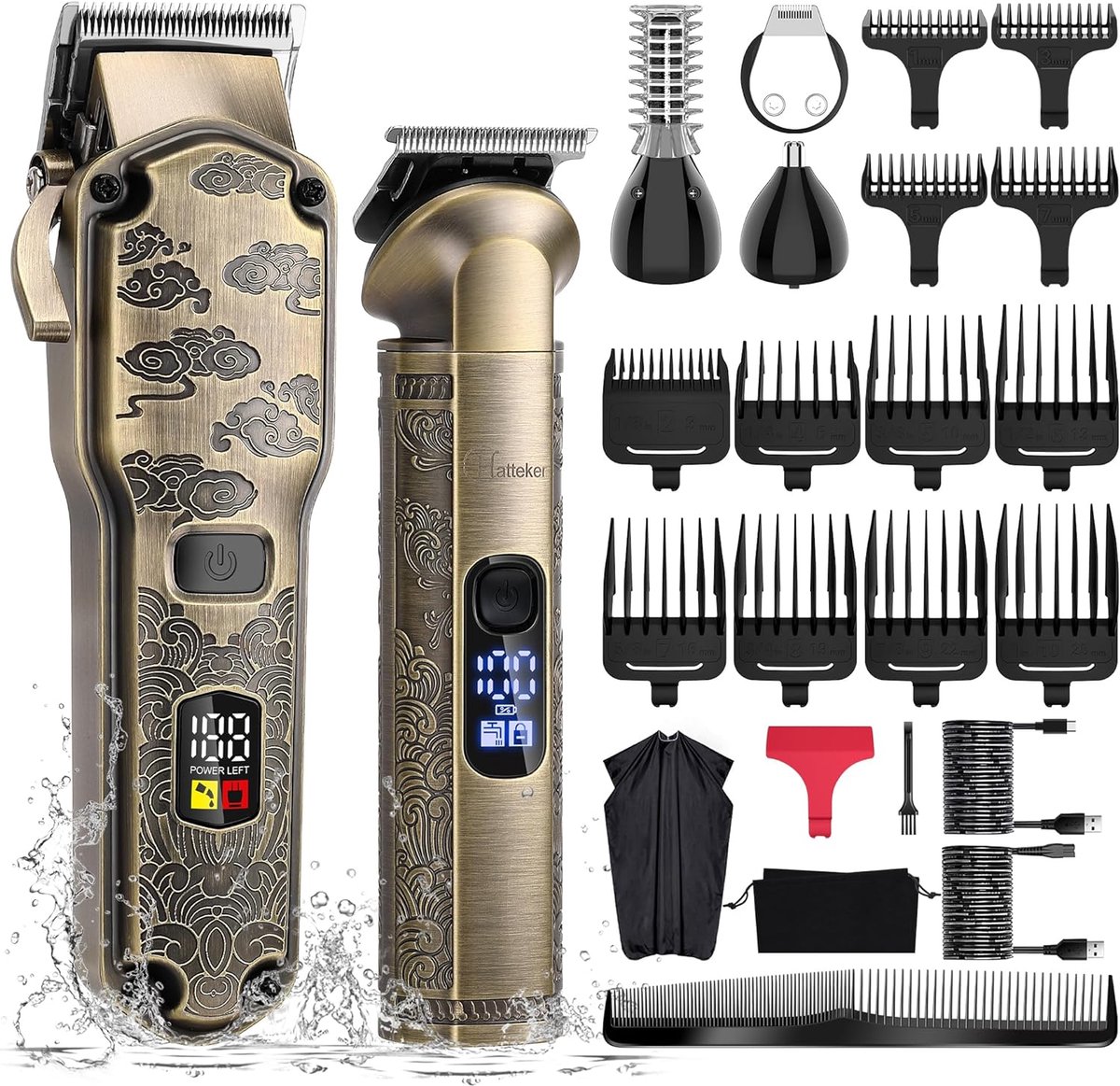 Professionele tondeuse en baardtrimmer set voor mannen - Snoerloze grooming en neushaartrimmer