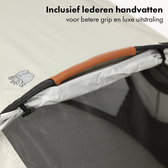Deryan Peuter Luxe Campingbedje - Inclusief zelfopblaasbare matras - Inclusief leren handvatten - Ivory van Deryan — afbeelding 3