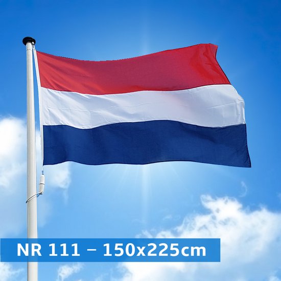 NR 111+53: Nederlandse vlag Nederland 150x225cm Marineblauw + oranje wimpel 250cm! Premium kwaliteit. Actieset geschikt voor een 6 meter mast!
