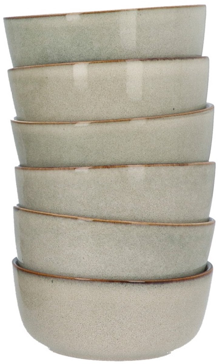 Kommetjes Keramiek Terre set van 6 stuks 15 cm - Grijs