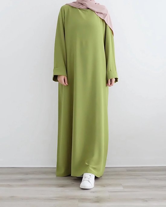2024 - Dames Abaya moslimjurk met lange mouwen, gebedskleding, casual kaftan, traditionele Koreaanse kleding voor mannen, Beige, XXL