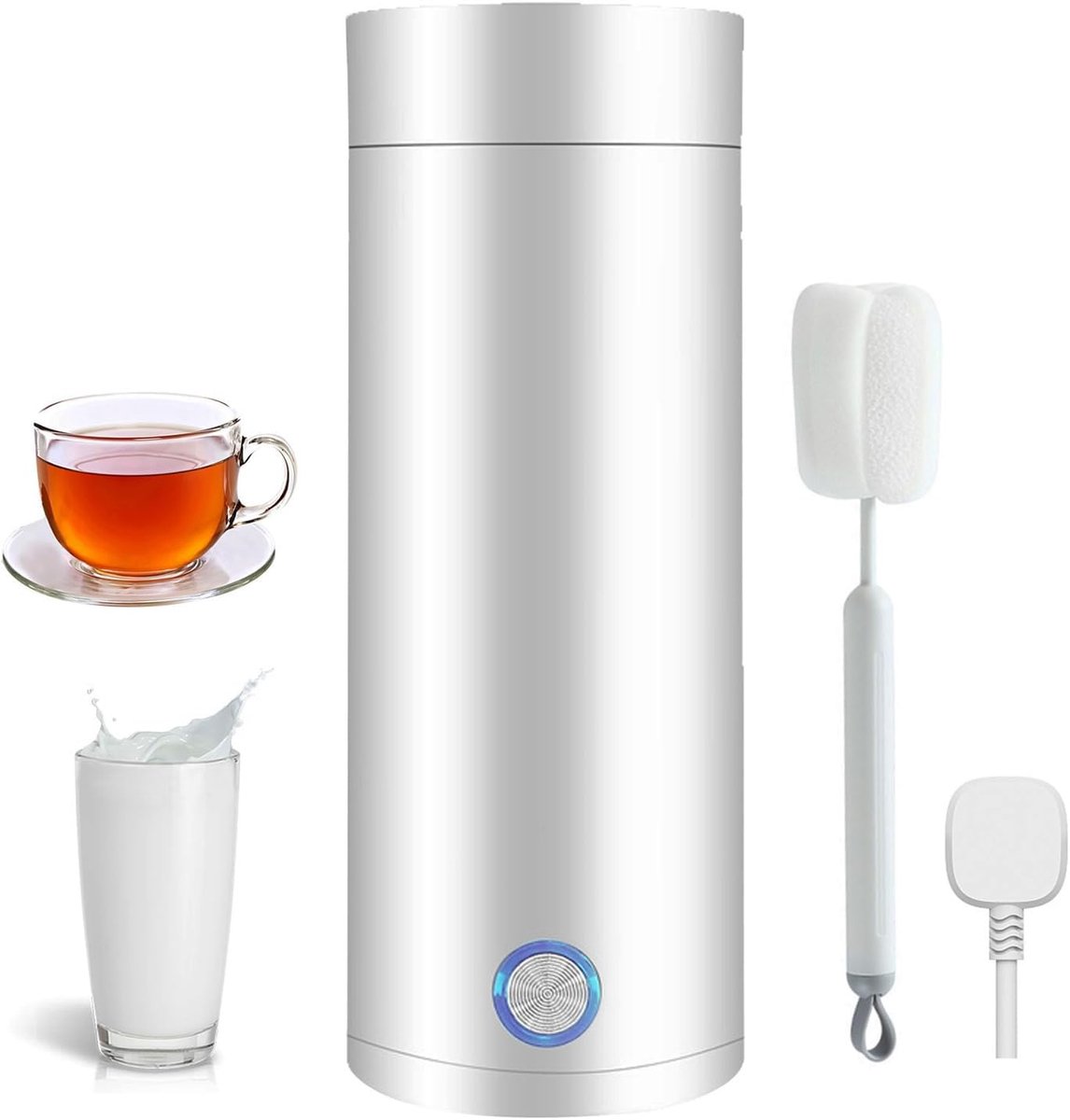 Mini Draagbare Waterkoker 400 ml - Reiswaterkoker met Automatische Uitschakeling en Reinigingsborstel