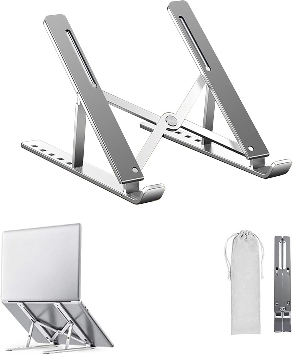 Verstelbare Laptop Stand met 6 Hoekposities - Draagbaar en Geventileerd