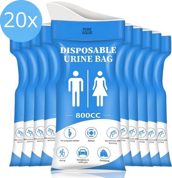 Plaszak 20 stuks - plastuit voor vrouwen - plaszak onderweg - Nood Toilet - Urinezak - Voor Noodgevallen heren & dames -
