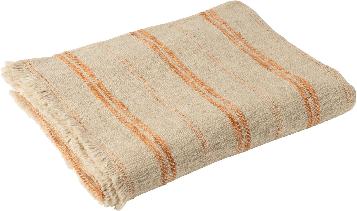 J-Line plaid Strepen - linnen/katoen - beige/roest Oranje