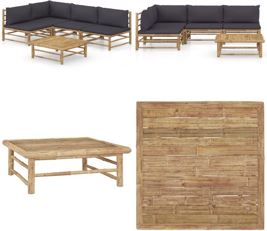 vidaXL 5-delige Loungeset met kussens massief acaciahout crèmekleurig