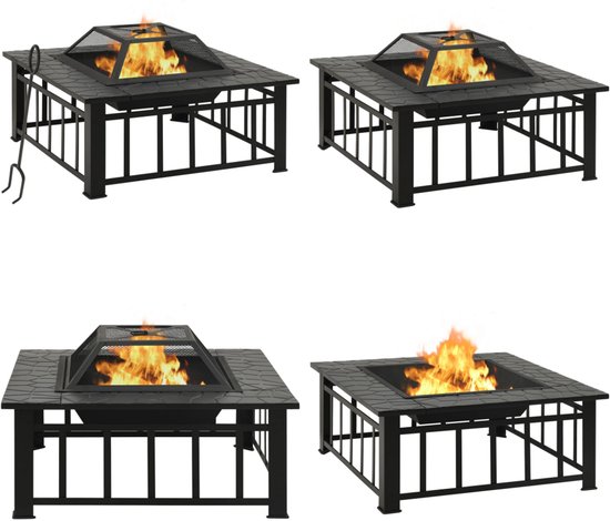 vidaXL Brasero avec Poker XXL 79x79x46-5 Acier - Brasero - Braseros - Brasero - Brasero