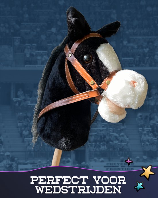 HKM - zwart hoofdstel voor stokpaard Hobby Horsing - Kinder Wonderland