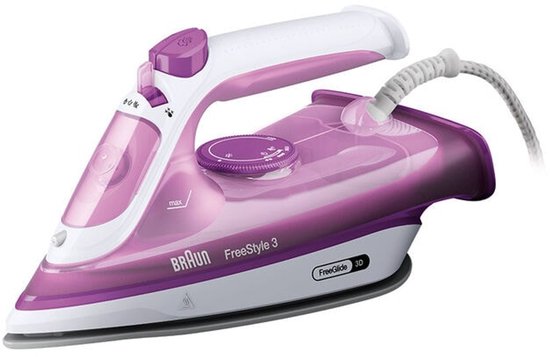 Braun FreeStyle 3 FI 3124 - Stoomstrijkijzer - Vermogen 2400 W - Constante stoom 45 g/min - Persen 200 g/min - SuperCeramic-zoolplaat