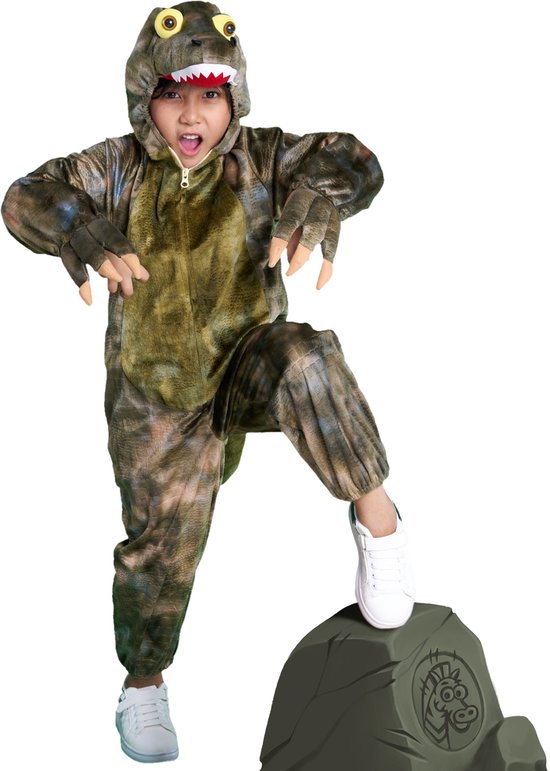 Zebra & Friends Krokodil pak - 7 tot 9 jaar - Onesie - Verkleedkleding - Verkleedkostuum voor Kinderen - Carnaval Kostuum - L - Verkleedkleding - Halloween Kostuum - Groen