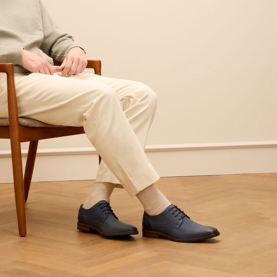 Van Lier - Homme - Chaussures à lacets en nubuck bleu - Taille 40