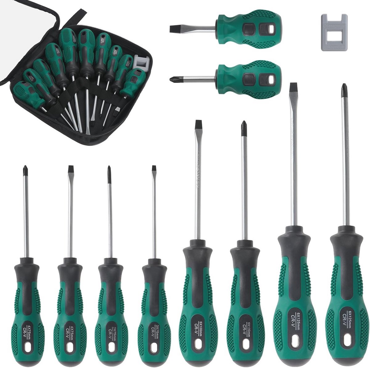 10-delige magnetische schroevendraaierset met ergonomisch handvat