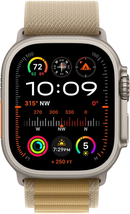 Apple Watch Ultra 2 GPS + Cellular 49mm Natural Titanium Case with Tan Alpine Loop - Medium