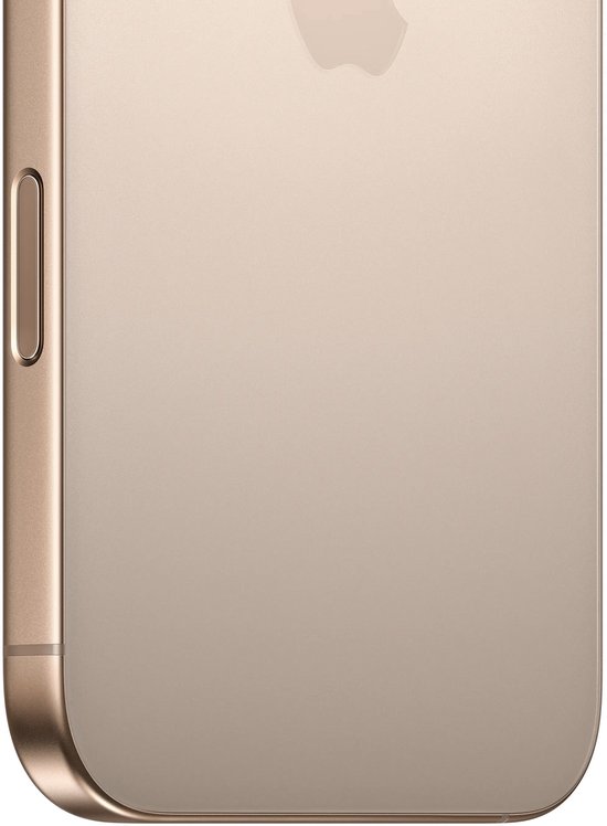 Zijkant van een gouden iPhone 14 Pro Max met zichtbare knop.