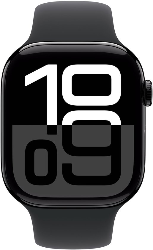 Apple Watch Series 10 - Wifi - 46mm - Zwarte Aluminium Case met Zwart Sportbandje - M/L