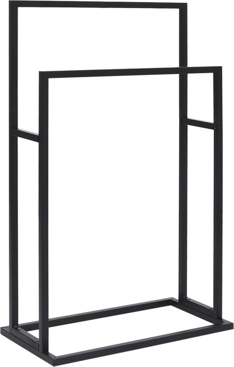 SMH LINE® Handdoekrek - 2 Armen - Handdoekstang - Handdoekenrek Badkamer - Handdoekhouder Vrijstaand - Metaal - Zwart