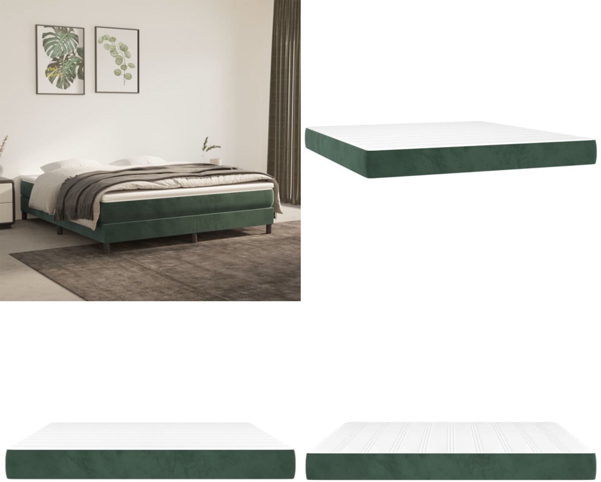 vidaXL Pocketveringmatras 160x200x20 cm fluweel donkergroen - Pocketveringmatras - Pocketveringmatrassen - Matras - Pocketvering Matras