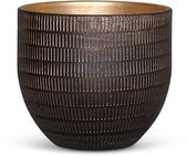 Bloempot voor Binnen - Aardewerk - Zwart Goud - Ø24 cm
