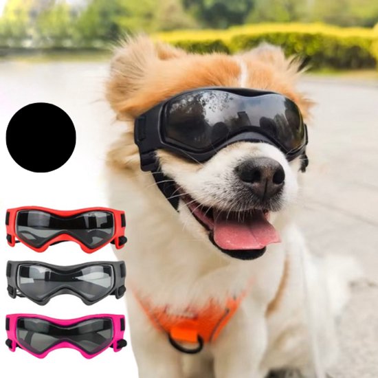 Ultiluxe® Hondenbril - Zwart - Maat S - Voor kleine en middelgrote honden - Oogbescherming hond - Honden zonnebril - Waterdicht - Winddicht - Verstelbaar - UV bescherming ogen - Cabrio, scooter, brommer, fiets, wandelen