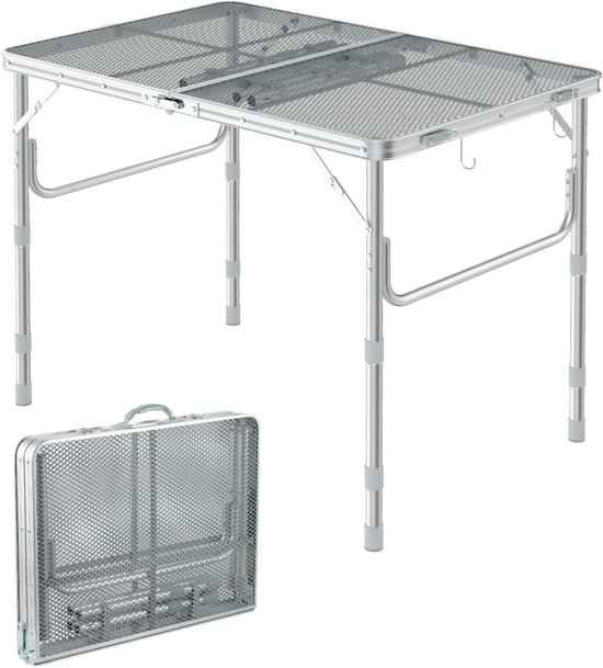 Table Pique-nique Portable Table De Camping Pliable DeeprBling - Hauteur Réglable 27/56cm - 60x40cm - 2,2kg Table Barbecue Pliable Avec Filet