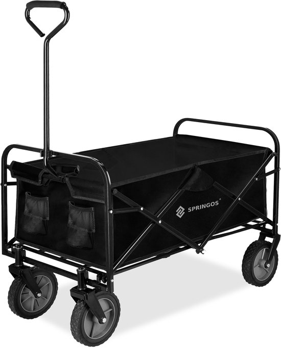 Springos Bolderkar - Opvouwbaar - Strandkar - Tuinkar - Zwart - 80 KG - 90 x 52 x 120 Cm van Springos — afbeelding 3