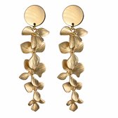 Clip oorbellen -bloem -goudkleurig -bloem- lang- geen gaatje- Charme Bijoux