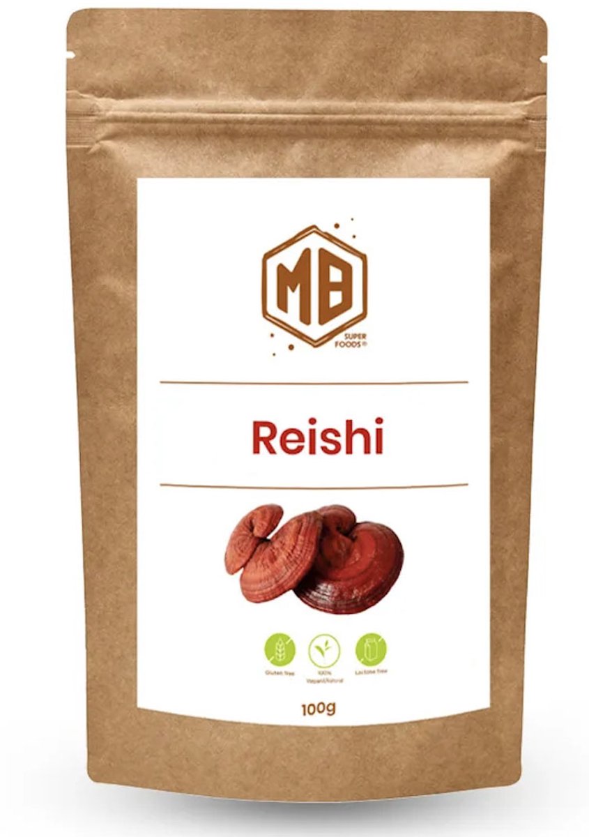 Goedkoopste MB Superfoods - Reishi Paddenstoel Poeder van Hoogwaardige Kwaliteit 100g – Ganoderma Lucidum – Premium Superfood voor Weerstand, Energie & Ontspanning