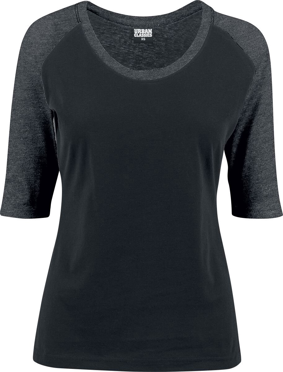 Urban Classics Ladies 3/4 Contrast Raglan Tee Shirt met lange mouwen 4XL Zwart