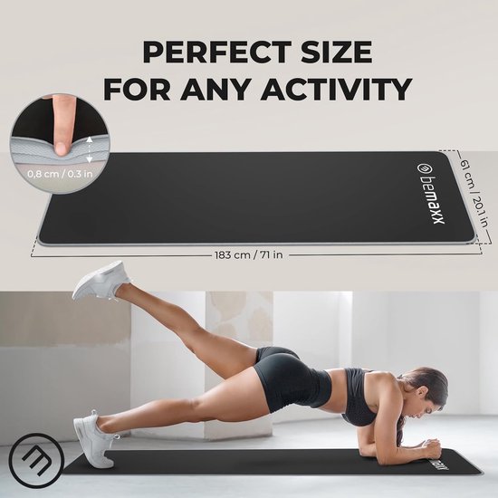 Extra Dikke Antislip Fitnessmat - 183x61cm, Zwart, Ideaal voor Yoga, Pilates en Sportworkouts van Core Balance — afbeelding 5