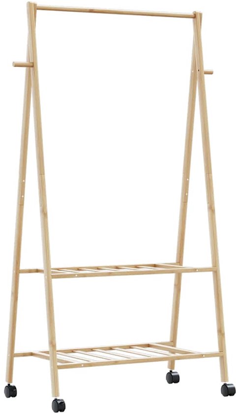 vidaXL Kledingrek met schappen en wielen 90x40x179,5 cm