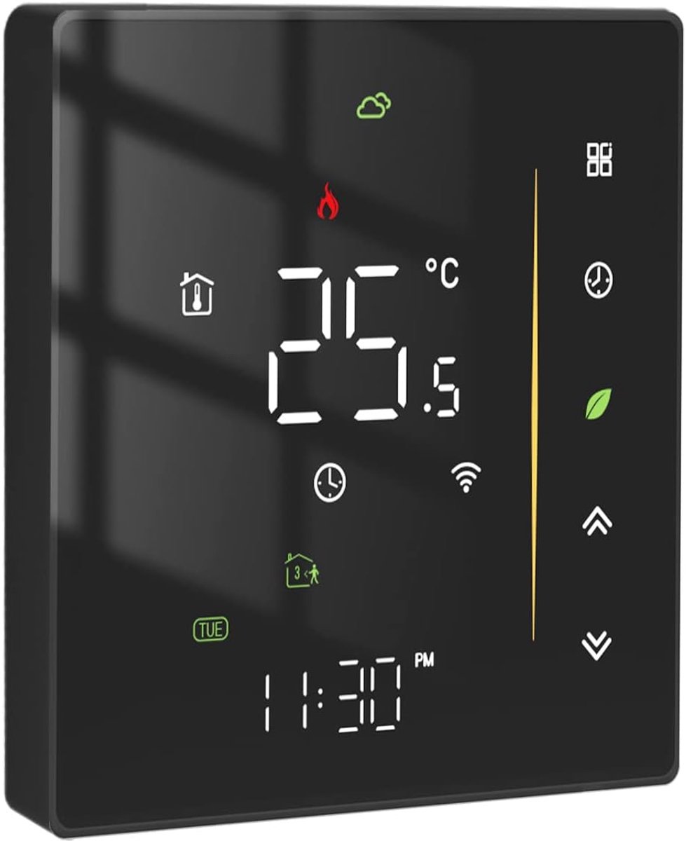 Draadloze WiFi Thermostaat voor Programmeerbare Kamertemperatuur met Temperatuursensor voor Vloerverwarming - Compatibel met Alexa en Google Home