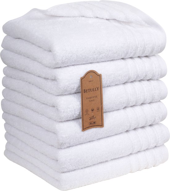 Betully ® Magti - Handdoeken 50 x 100 cm - set van 6 - Hotelkwaliteit – Zware kwaliteit 500 g/m2 Wit