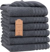 Bol.com Betully® Vallant - Handdoeken 50 x 100 cm - set van 6 - Hotelkwaliteit – Zware kwaliteit 500 g/m2 Antraciet aanbieding