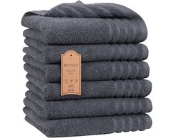 Betully® Vallant - Handdoeken 50 x 100 cm - set van 6 - Hotelkwaliteit – Zware kwaliteit 500 g/m2 Antraciet