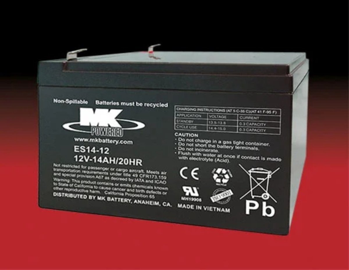 MK Battery - 14AH AGM accu voor uw scootmobiel - 15.1 cm x 9.9 cm x 10 cm (LxBxH)