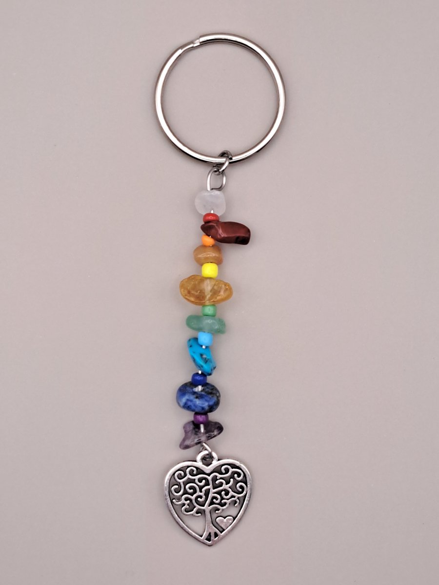 Sleutelhanger Chakra - Levensboom Chakra Hanger - Levensboom sleutelhanger - Tashanger - Balans - zeven Chakra's hanger - Sleutelhanger Chakra Levensboom
