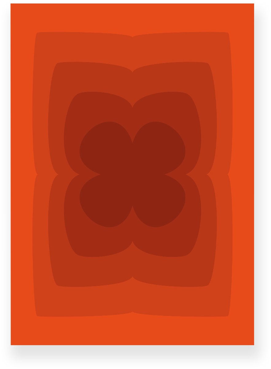Yisual Poster 30x40 cm - Abstracte Kleurovergang - Klavertje Vier - Rood - Bruin - Vintage - Op-Art - Muurdecoratie - Wanddecoratie