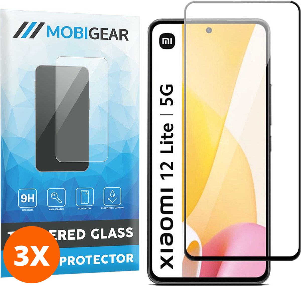 Mobigear Screenprotector geschikt voor Xiaomi 12 Lite Glazen | Mobigear Premium Screenprotector - Case Friendly (3-Pack)