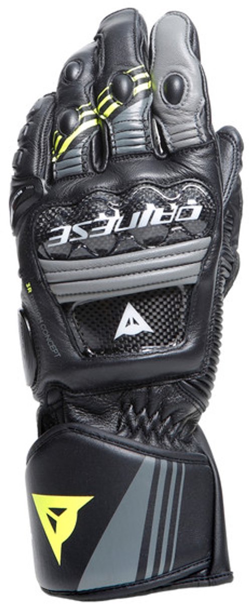 Dainese Druid 4 Zwart Houtskoolgrijs Geel Fluo Handschoenen - Handschoen