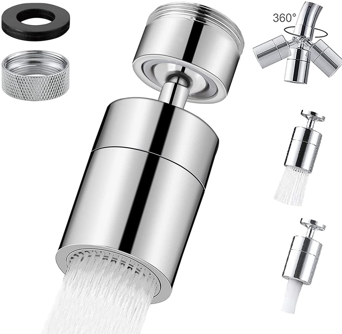 My Ninki ® Kraanopzetstuk met 360 Graden Draaibare Waterstraalregelaar voor Efficiënte Waterbesparing in Keuken en Badkamer
