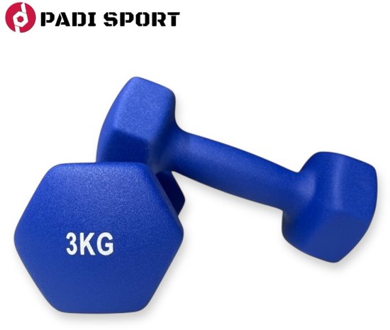 Padisport dumbells blauw - 3kg dumbells - gewichten voor thuis - handgewichten - Halter - Gewichten