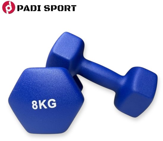 Padisport - Dumbells 8 Kg - Halter - Gewichten Set Halters - Gewichten 8 Kg - Blauw - Gewichten - Dumbells - Halters - Gewichtjes 8 Kg