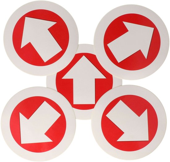 Pijl Sticker Rond Accent pijl sticker - 10x - Rond Dia 15 cm - wit/rood met witte pijl ...