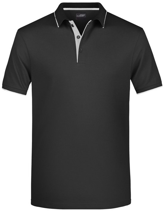 Grote maten polo shirt Golf Pro premium zwart/wit voor heren - Zwarte plus size herenkleding - Werk/zakelijke polo t-shirt 3XL — afbeelding 3