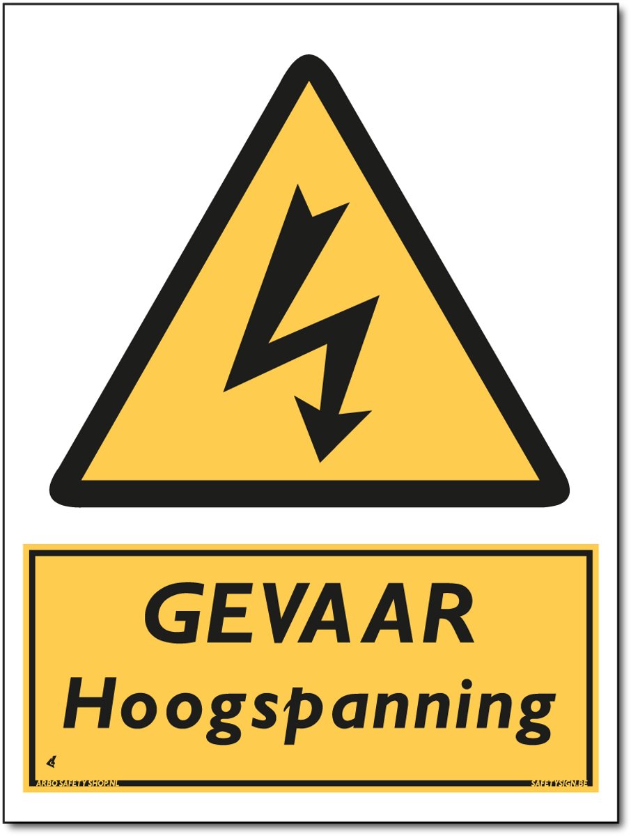 Hoogspanning bord - Gevaar - Forex - 30 x 40 cm - Weerbestendig