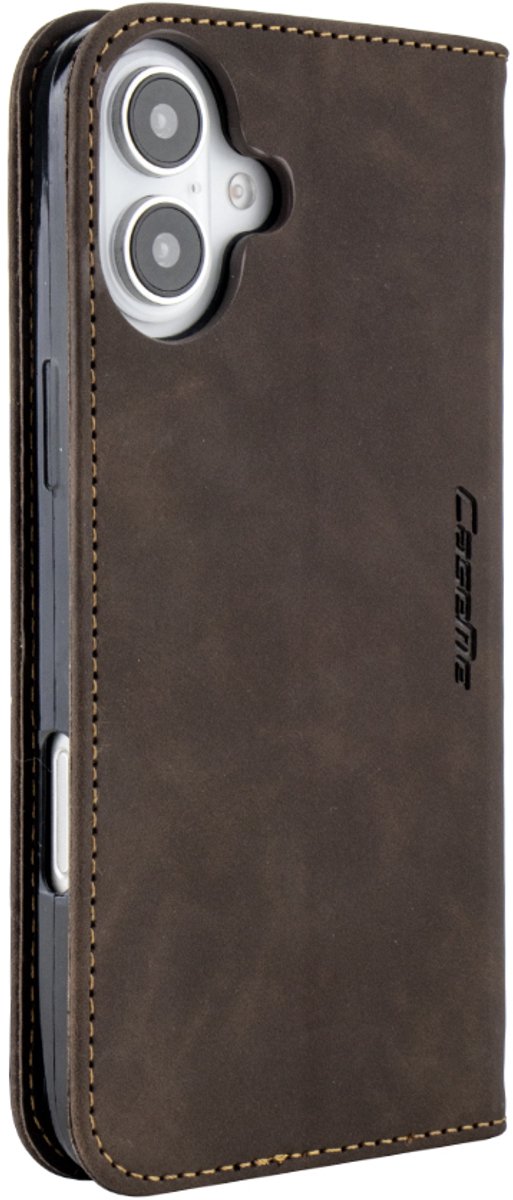 Mobile5 - iPhone 16 Plus Bookcase Hoesje - Donkerbruin - Kunstleer - Anti Shock