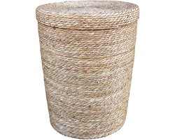 Lavandoux - Wasmand met Deksel - Zeegras - Naturel - S: Ø30 x H40 cm