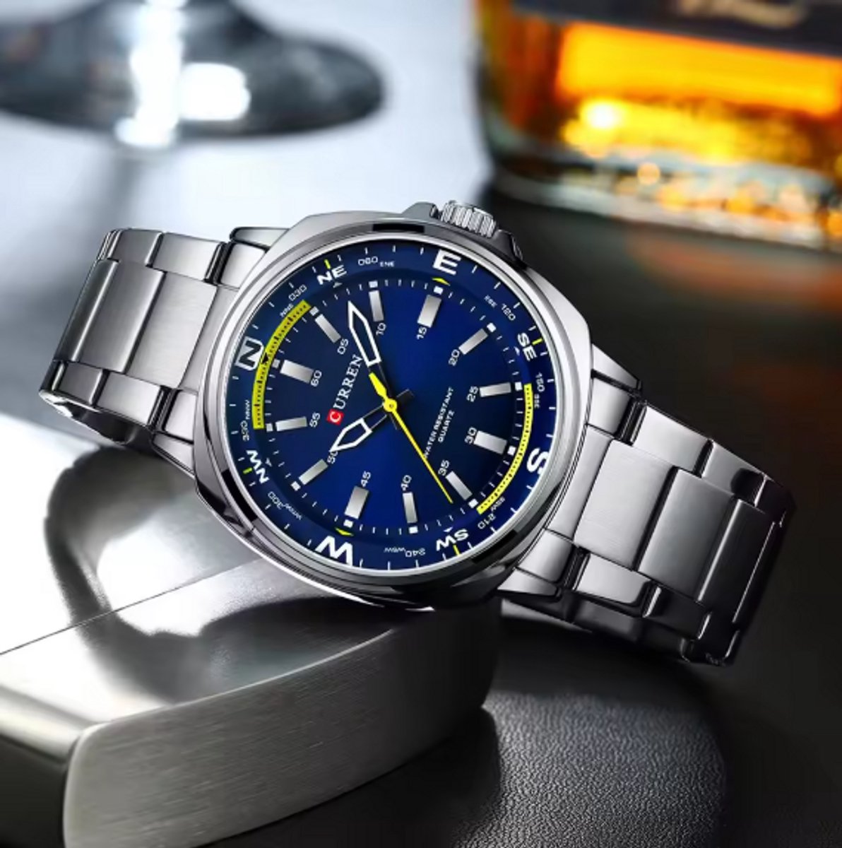 Curren - Horloge - Herenhorloge - Analoog - 41mm - Blauw - Zilver - 8455
