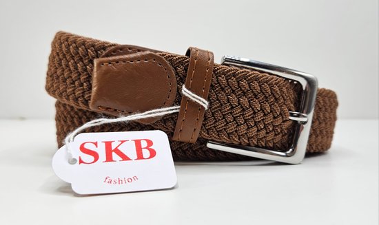 SKB Fashion Lot de 2 ceintures élastiques Ceinture extensible Ceinture tressée Ceinture tressée Ceinture élastique - unisexe - Couleur 1-Marron clair 2- Blauw 105 CM