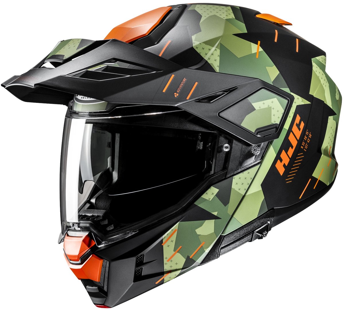 HJC i80 Roki Zwart Groen Oranje Adventure Motorhelm - Maat S - Helm